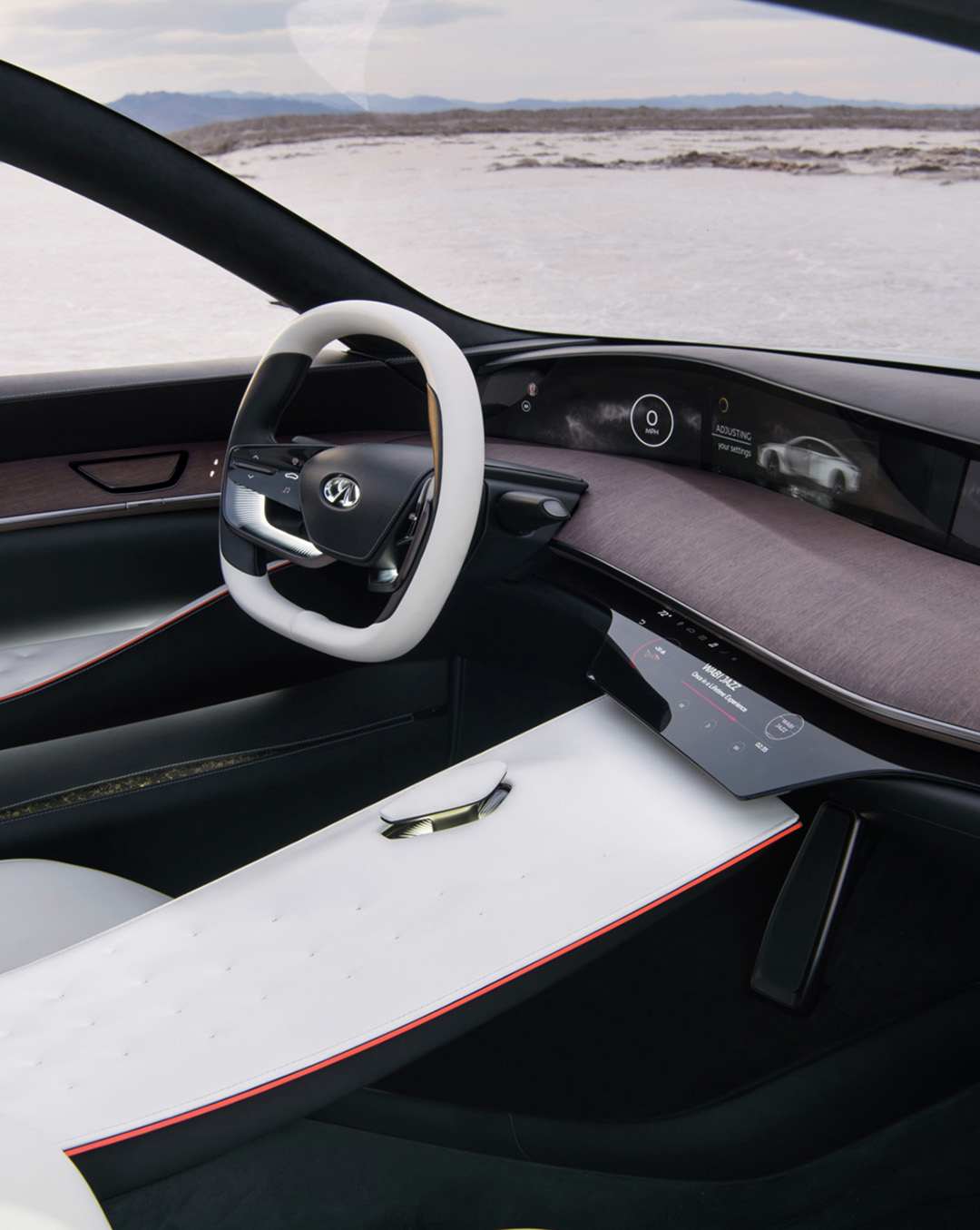 Future INFINITI concept vehicle with white interior