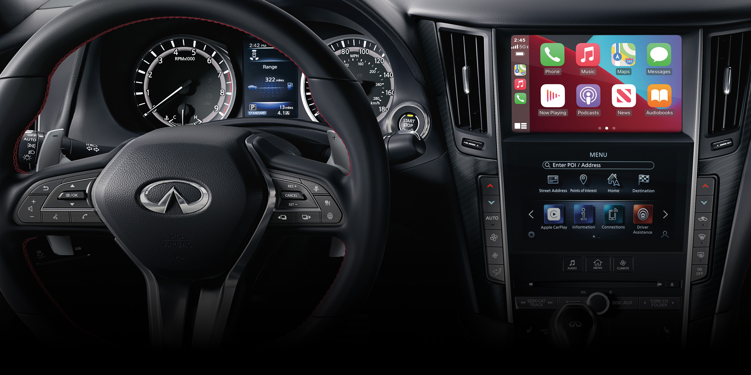 2022 INFINITI Q60 coupe Apple Carplay or Android Auto.