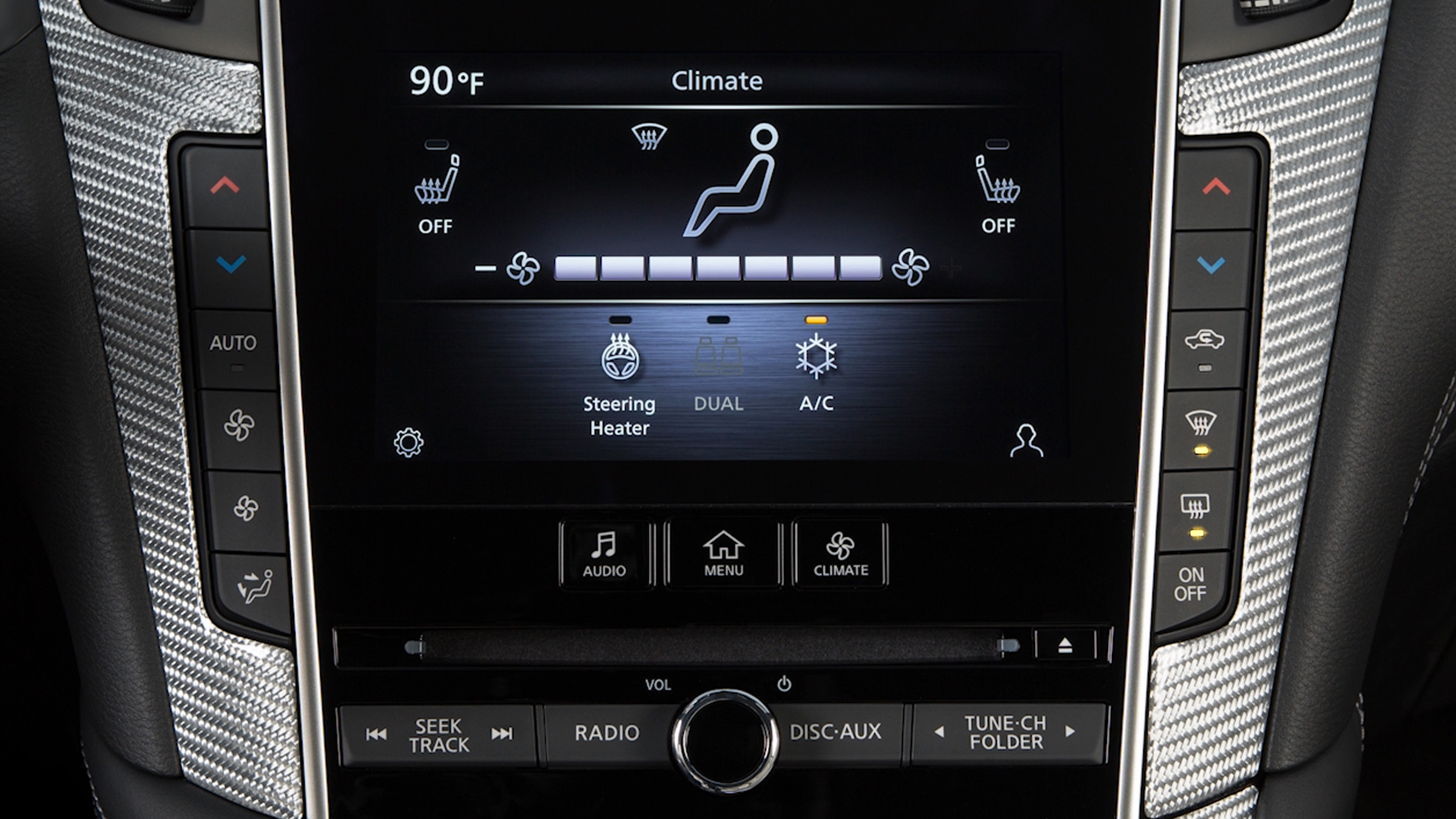 2022 INFINITI Q60 coupe dual zone auto temperature control.
